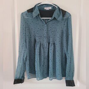 BCBGeneration Blue and Black Star Blouse Top